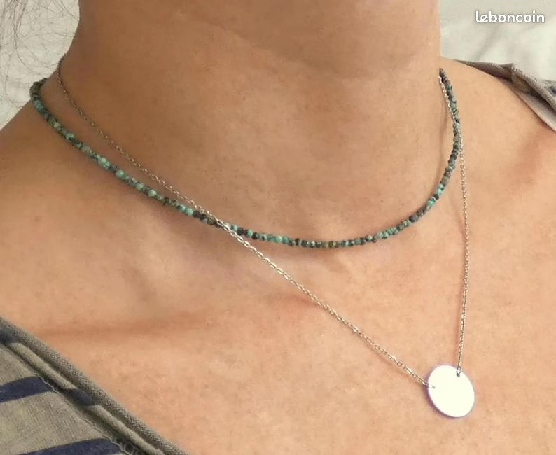 Collier fin perles naturelles femmes, véritable pierres , multicolore, ras de cou neufs (image 7)