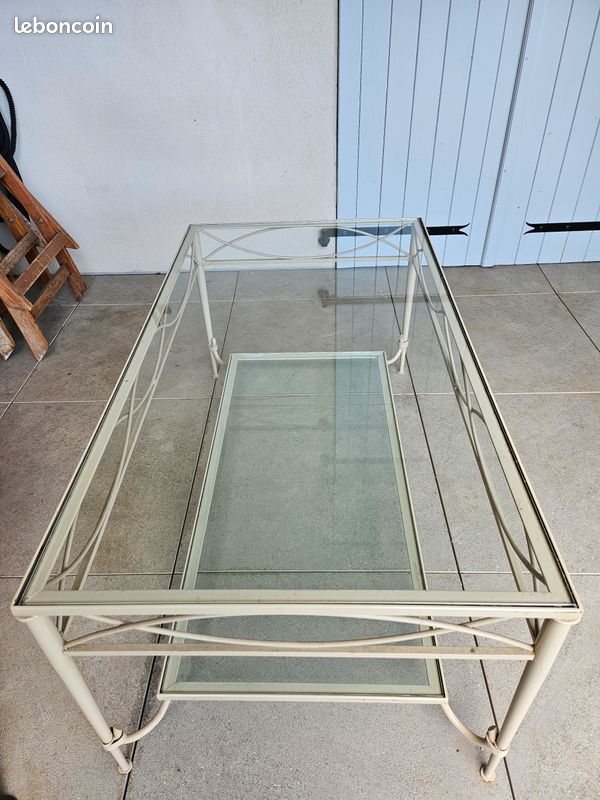 Table basse de jardin en verre & fonte (image 1)