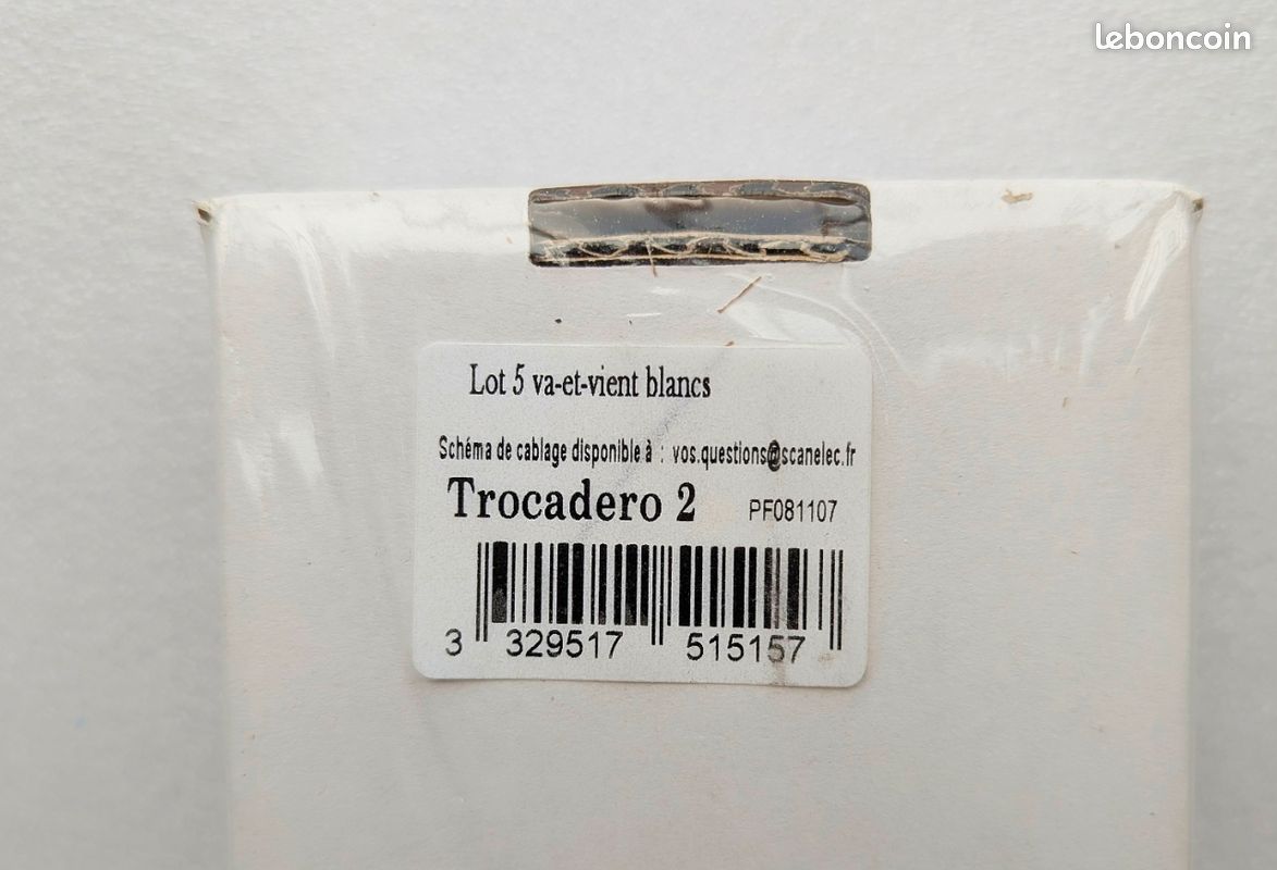 Interrupteur Simple Allumage TROCADERO 2, Neuf Ancien Stock, 220V, Pour Intérieur
