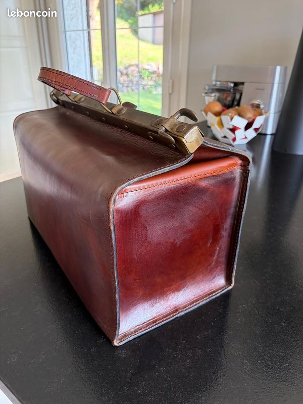 Sacoche de médecin vintage en cuir / valise de voyage (image 1)