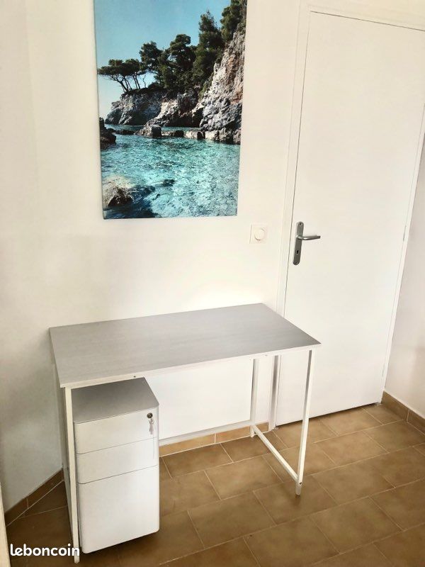 Ensemble neuf de bureau et caisson en bois et métal blancs (image 2)