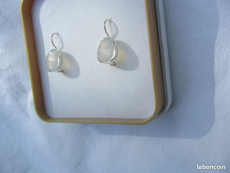 Boucles d'oreilles en argent et calcédoine véritables neuf (image 5)