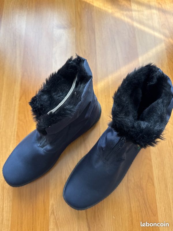 Bottes neige Sanitex fourrees femme bleu marine semelle antiderapante hiver chaud (image 2)