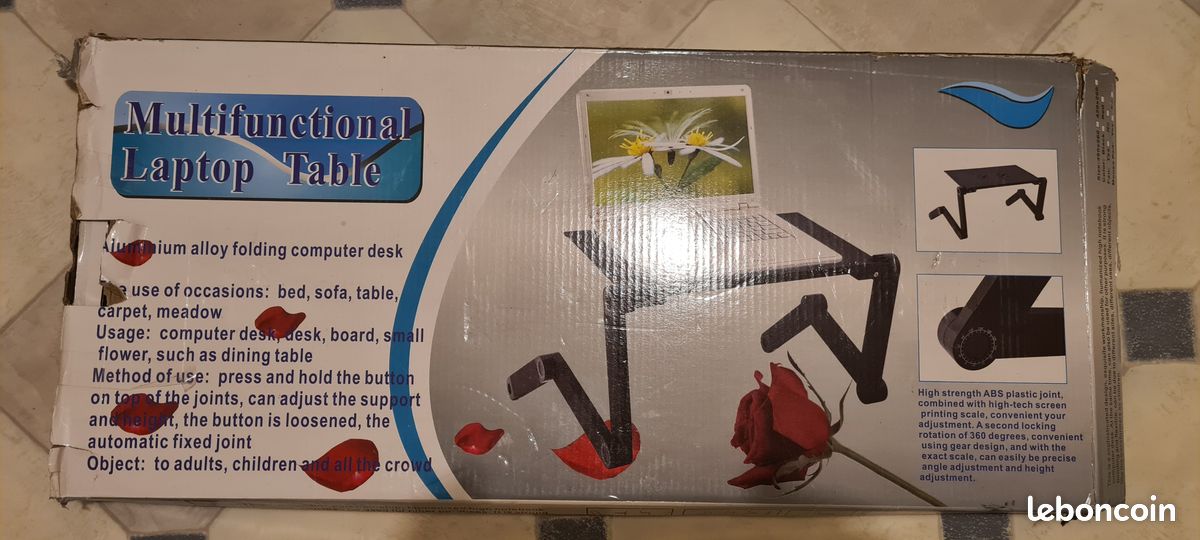 Table pour Ordinateur Portable- Pieds réglables en Hauteur- (image 2)