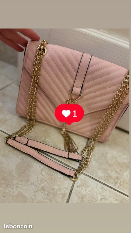 Sac à main bandoulière rose (image 1)
