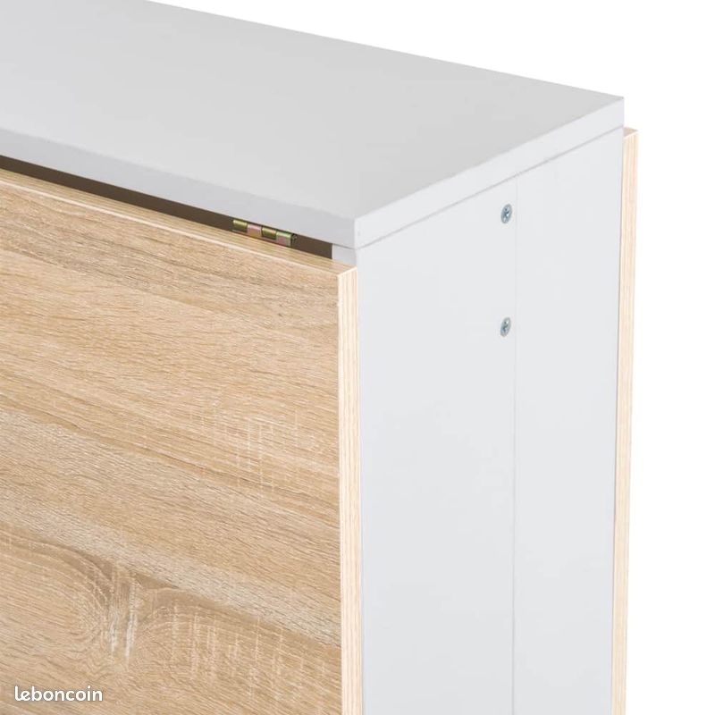 Table à Manger Pliable Blanc + Bois Cuisine 103cm (image 5)