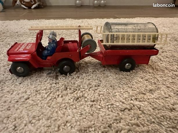 Joyax Jeep Mécanique Pompiers – Avec Remorque Et Citerne, Tôle, Boîte D'origine
