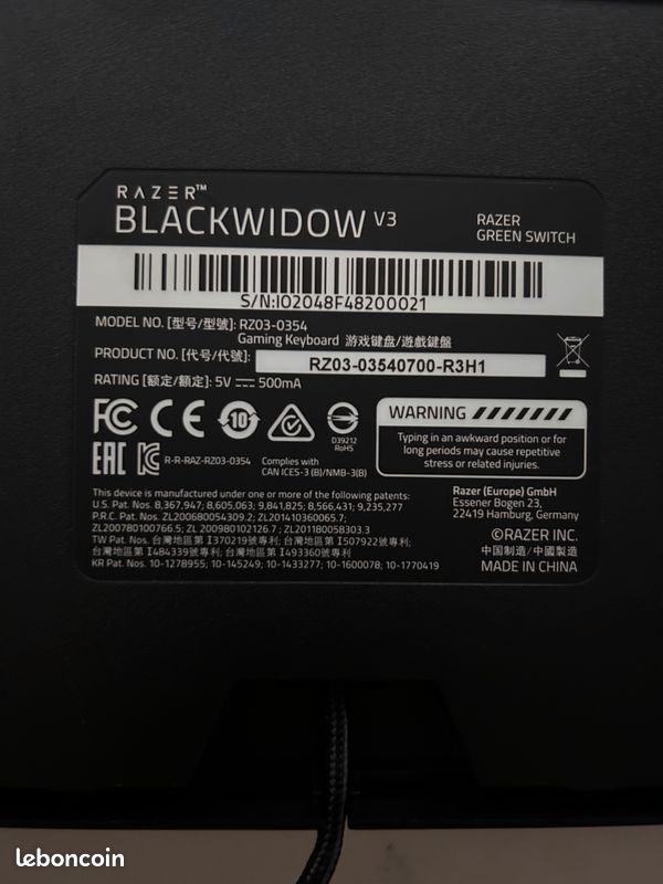 Clavier Razer BlackWidow V3 (image 3)