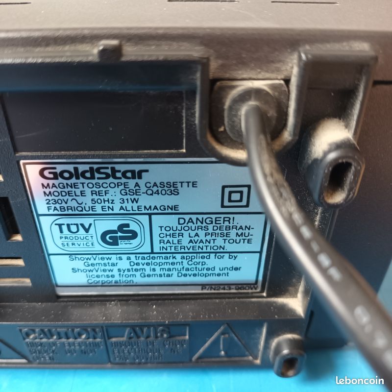 Magnétoscope Goldstar R-10 – VHS, Lecture Et Enregistrement, Très Bon état