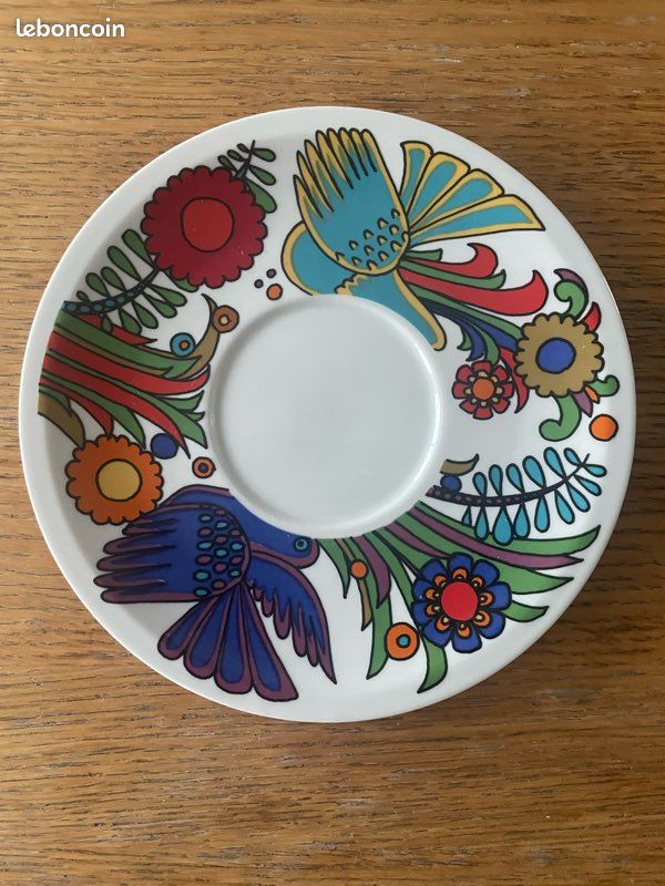 Vintage Villeroy & Boch « Acapulco » – 1 Ravier & 3 Sous-tasses (Estampilles Luxembourg - Parfait état) (image 6)