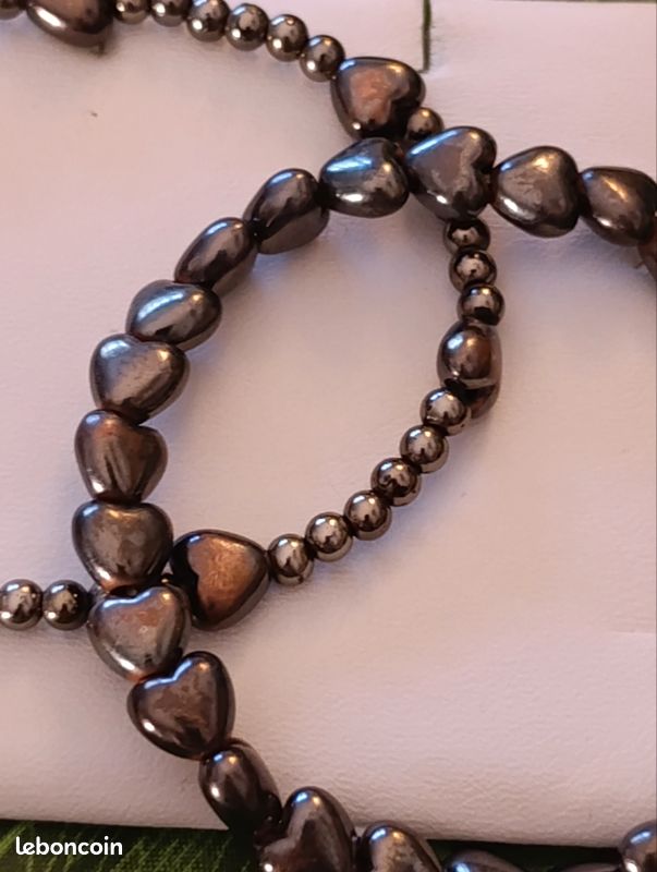 Lot de 2 bracelet perles coeurs noir (image 4)