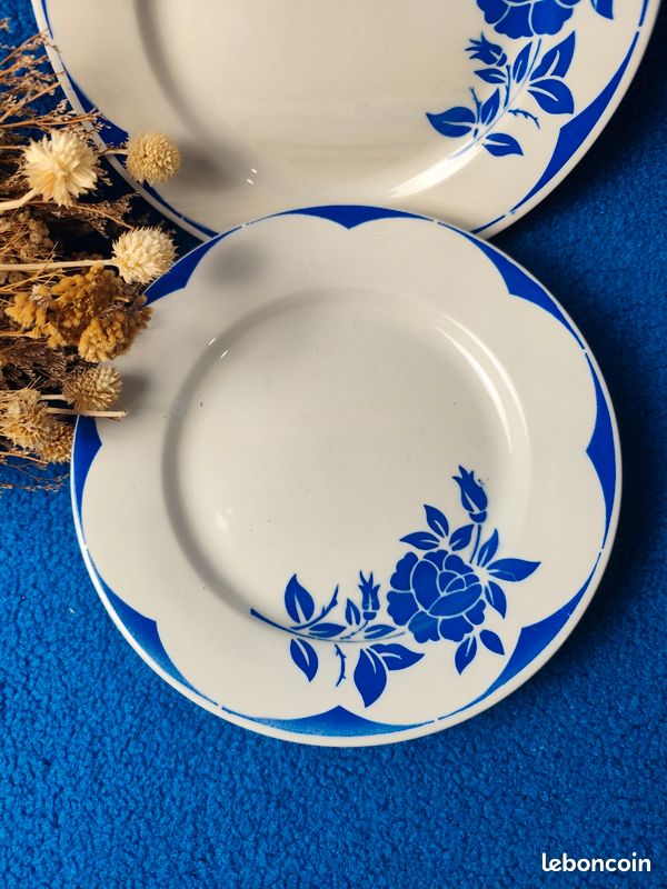 Lot de 6 assiettes Sarreguemines Corsica – faïence vintage bleu – années 50/60 (image 3)