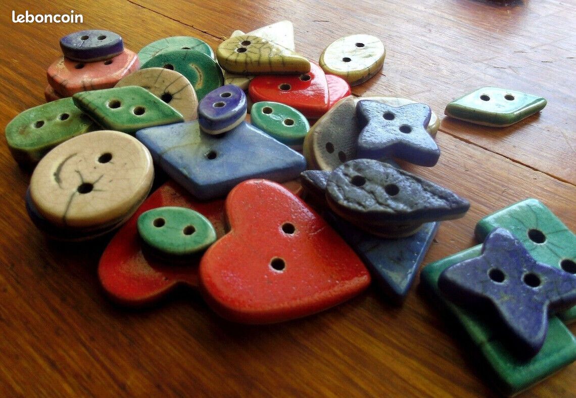 Beau lot 36 boutons céramique raku couture artisanat (image 1)