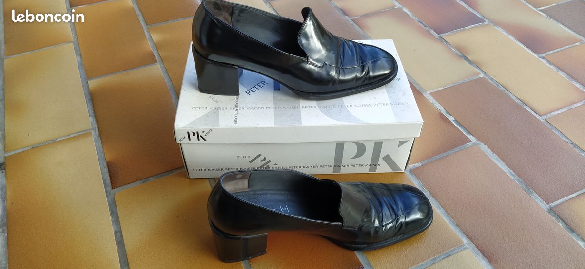 Escarpins Cuir Noir Peter Kaiser - Talons - Pointure 39,5 (6) - État Correct