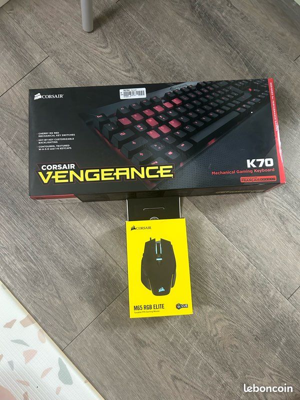 Lot Corsair Gaming – Clavier mécanique Vengeance K70 + Souris M65 RGB Elite (image 1)