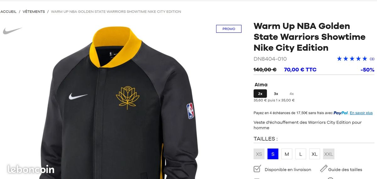 Veste NBA Nike Warriors Vêtements