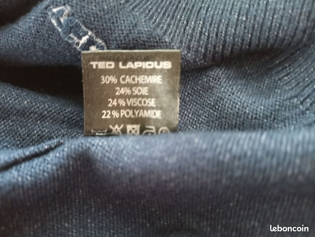 Pull Ted Lapidus Cachemire Ted LAPIDUS Pull Col Roulé Bleu Lainage