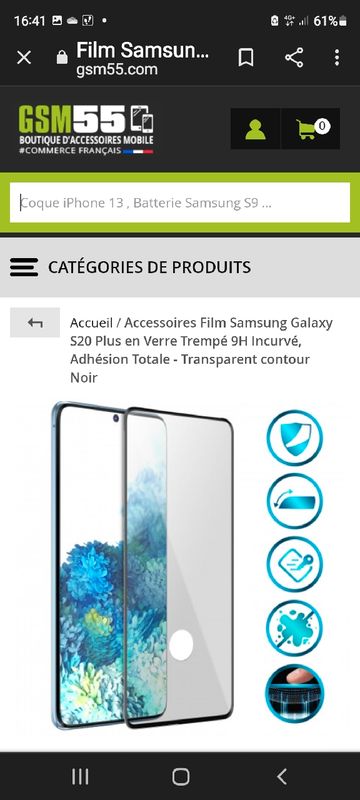 Film Samsung Galaxy S20 en Verre Trempé 9H Incurvé, Adhésion Totale -  Transparent contour Noir - Français