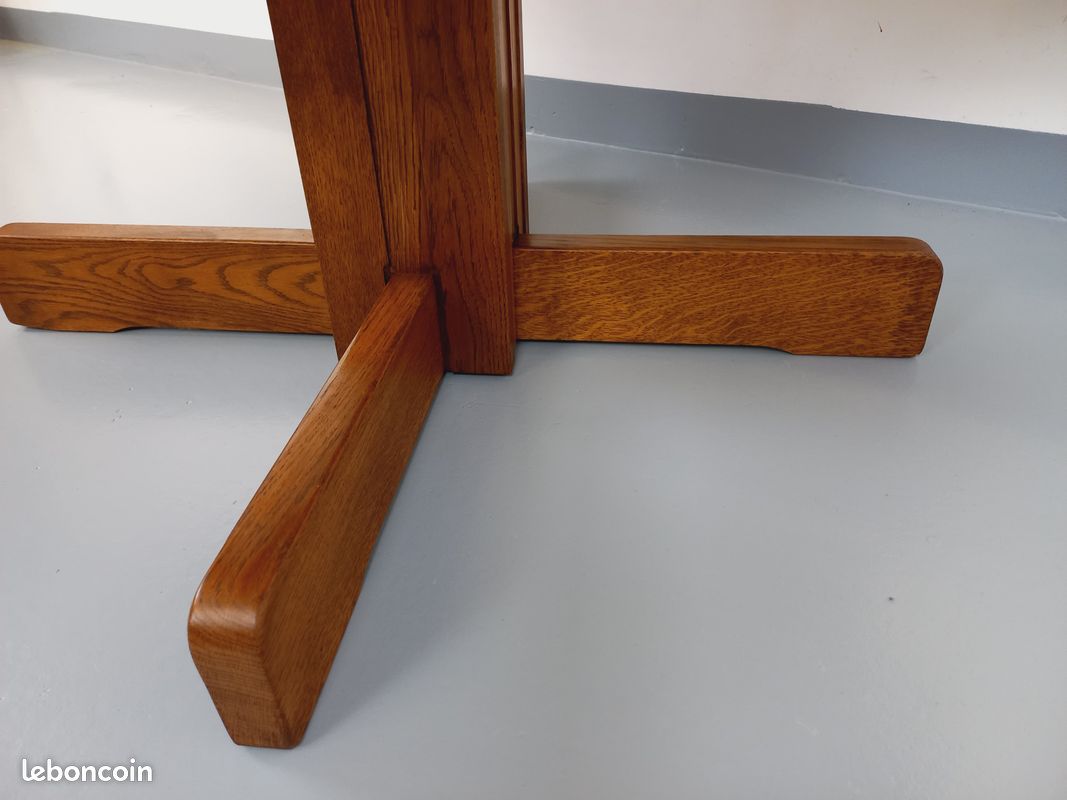 Table à manger hexagonale vintage des années 80 en bois de chêne (image 6)