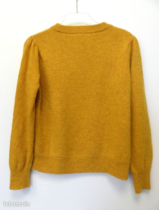 Pull Homme Col V HARRIS WILSON Orange Rouille - Coton/laine, Taille S, Neuf Avec étiquette