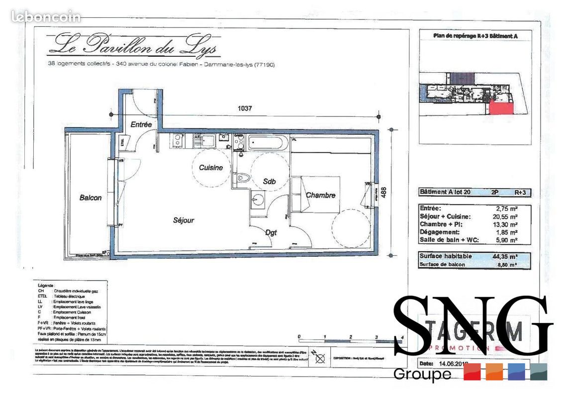 Appartement a louer dammarie-les-lys - 2 pièce(s) - 44 m2 - Surfyn