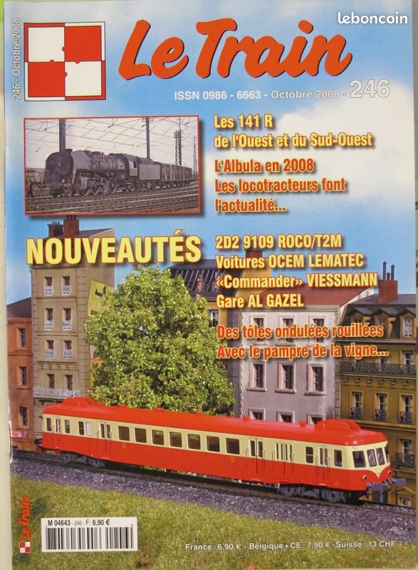 Revue Le Train 12 numéros du 237 au 248 de 2008 Minitrix la SNCF a 70 ans Nuremberg X2800 Mesnay Saucisson Albula Cévennes Coni tuiles Chapeauroux locotracteur Cannes Chamonix BB9600 Heki (image 9)