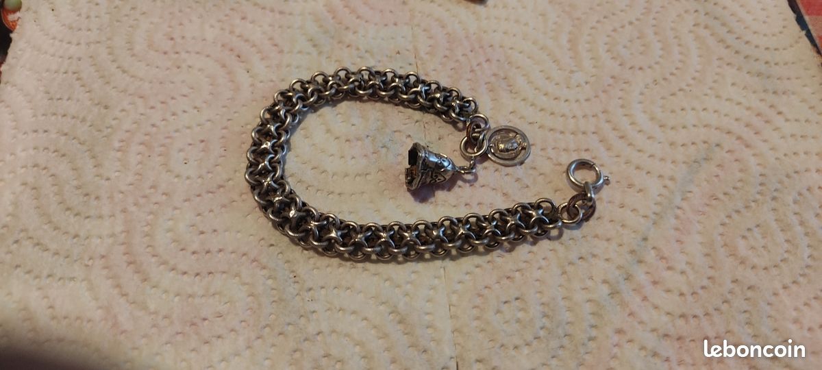 Bracelet Vintage En Argent 925 Et Perles De Culture - Strass, Occasion, Style Perlé