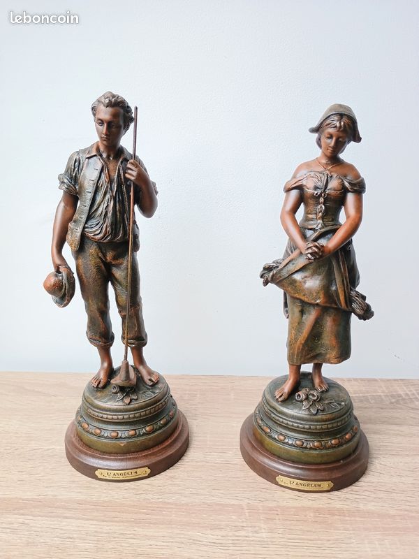 Sculptures en régule l'angélus d'après Adrien Gaudez (image 1)
