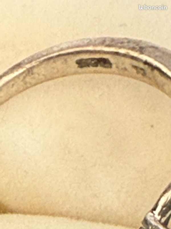 Bague Argent 925 Rhodié Avec Pierre Taillée Topaze Orange - Taille 52 - Bijou D'Occasion