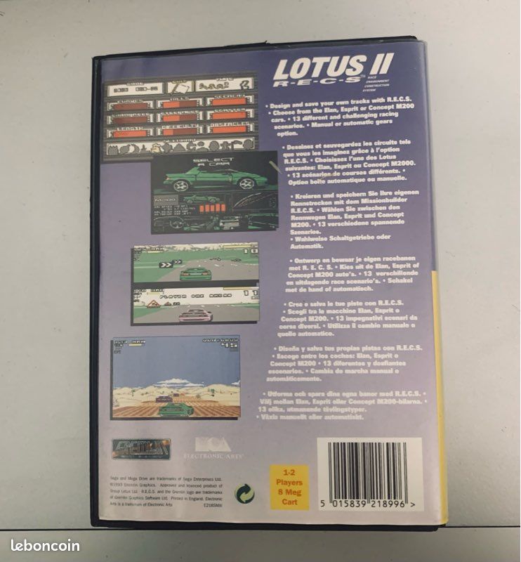 Jeu Sega Megadrive Lotus II - Version RECS Classics - Sans Notice - État Correct