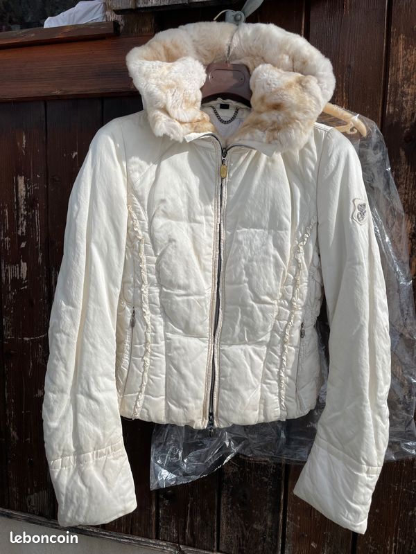 Doudoune Beige Girbaud – Marithé Et François – Polyvalente Avec Capuche – Taille S – Mi-longue