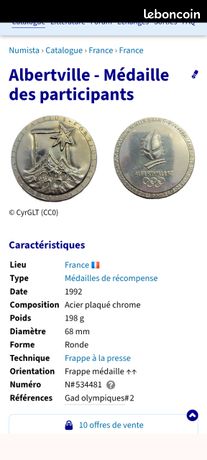 Médaille JO Albertville 1992 - Collection