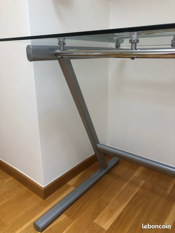 Bureau verre métal moderne (image 3)