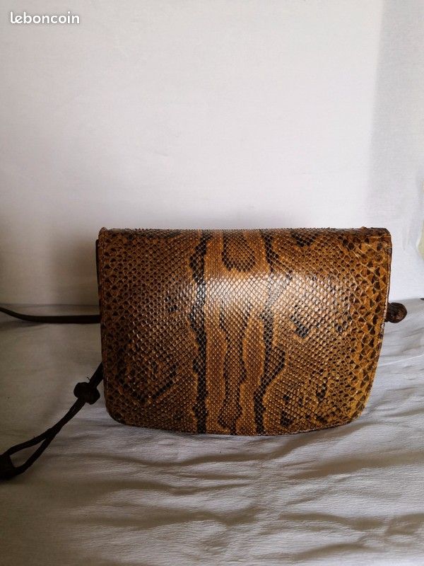 Ensemble sac à main et porte monnaie en cuir et peau de serpent (image 6)