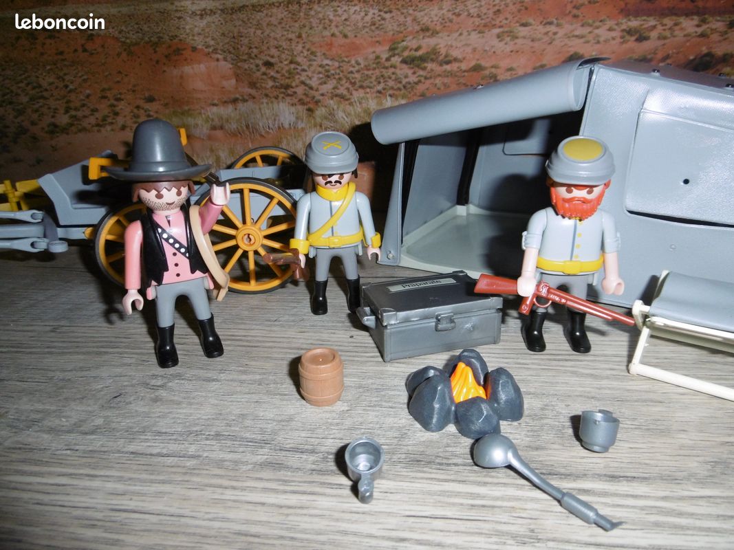 Playmobil Western – Chariot Intendance Sudiste – Pièces Repeintes – Occasion