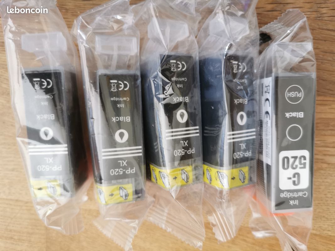 Lot De 4 Cartouches D'encre Noire Compatible Canon PIXMA – 21ml, Référence C-520BK-4