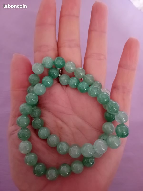Collier Mala En Perles De Jade Naturel - 80 Cm, Chapelet, Pierres Naturelles