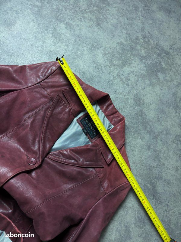 Veste En Cuir D'agneau Redskins - Rouge Bordeaux - Taille 38 - Occasion Comme Neuve