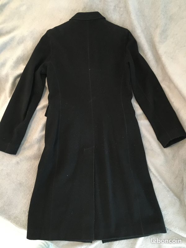 Manteau long noir laine et cachemire (image 3)