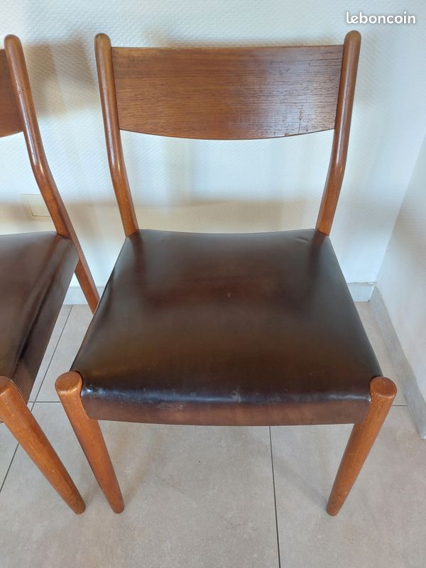 2 chaises Fristho Franeker, scandinaves, teck et cuir (image 10)