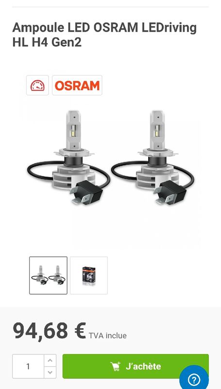 2 ampoules Led Osram H4 - Équipement auto