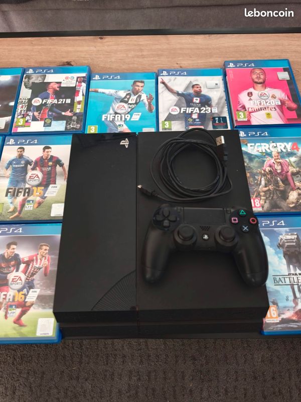 Console PS4 Slim + 15 jeux + câble d'alimentation+ 1 manette (image 1)