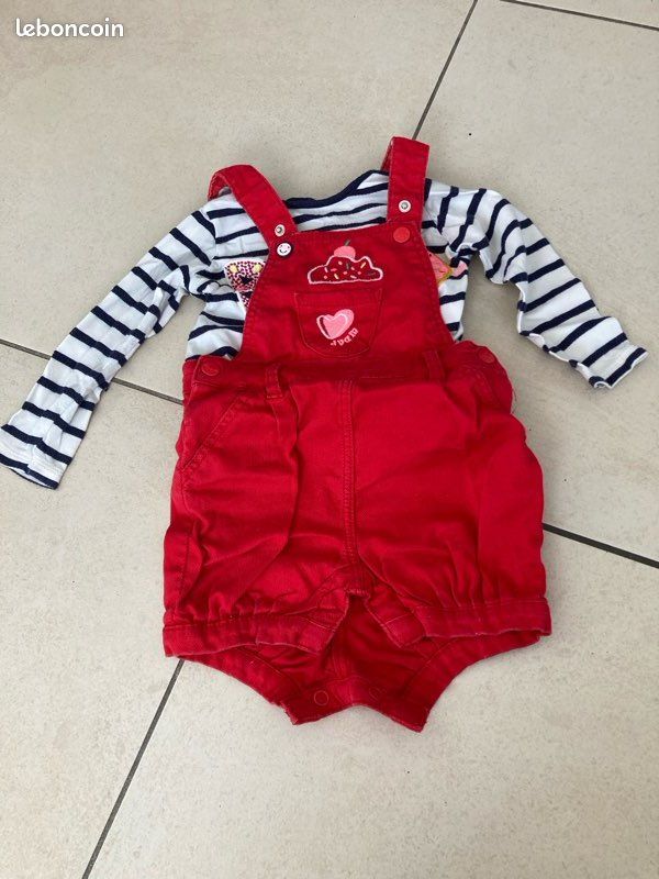 Ensemble salopette courte + tee-shirt long DPAM 18M (image 1)