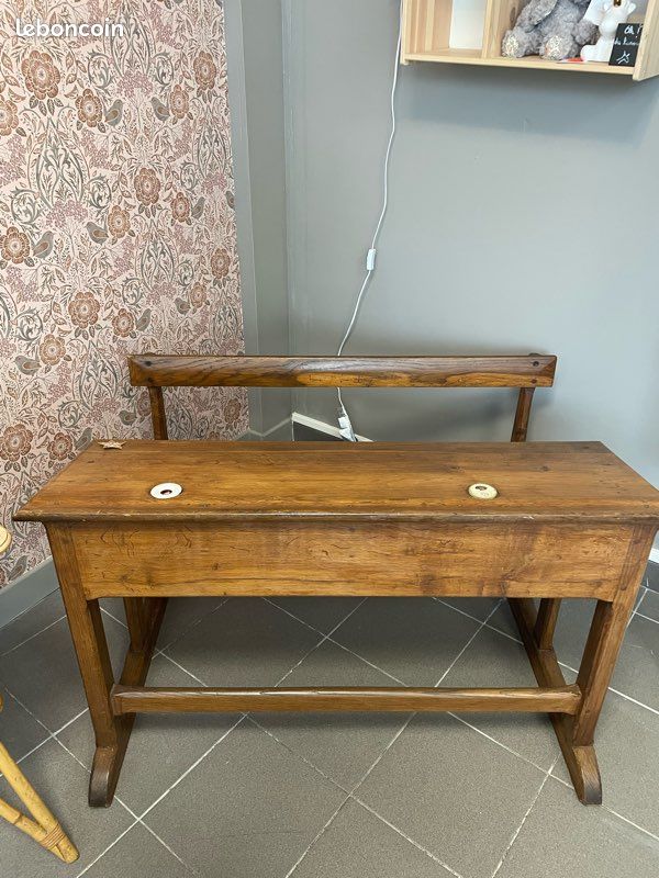Bureau ancien d’écolier vintage (image 3)
