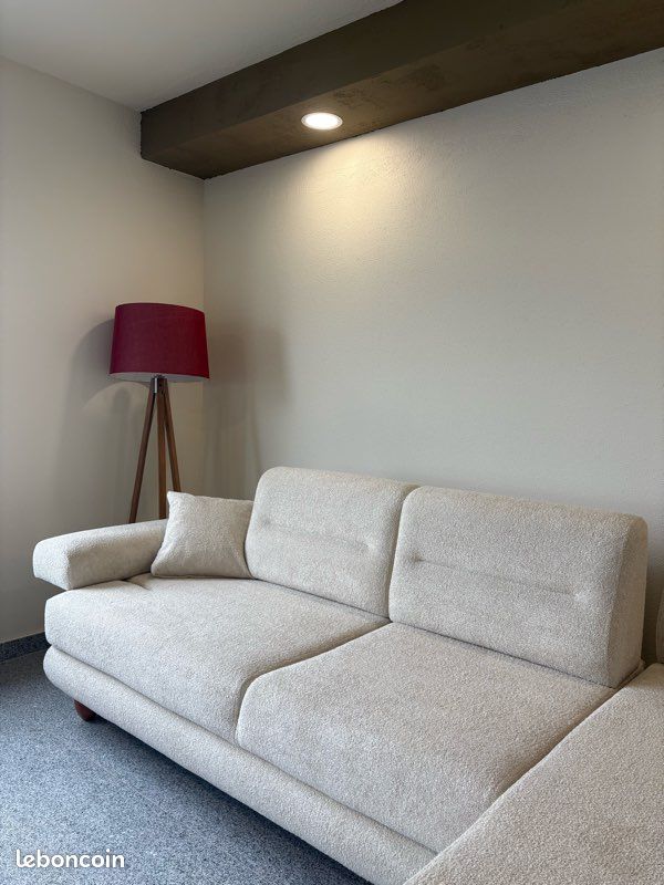 Canape d’angle tissus beige avec coffre (image 6)