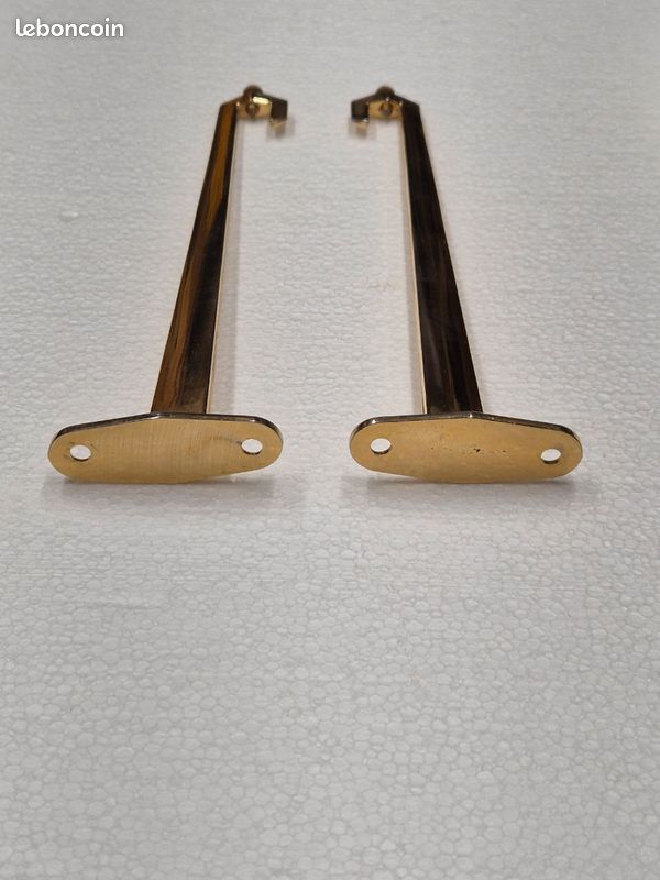 Paire supports taquets étagère en verre laiton doré brillant 16cm (image 7)