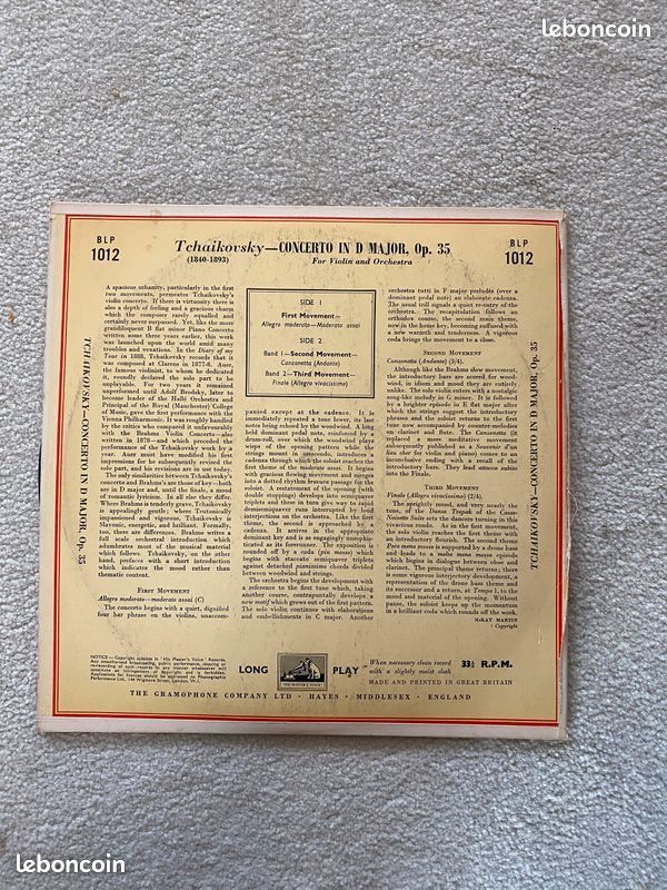 Disque vinyle la voix de son maitre tchaikowski (image 2)