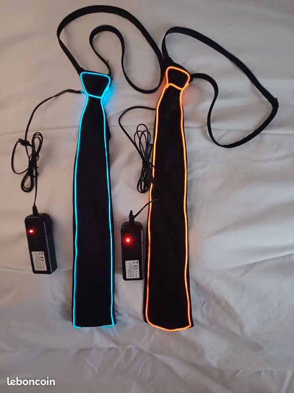 Cravates lumineuses bleu et orange (image 1)