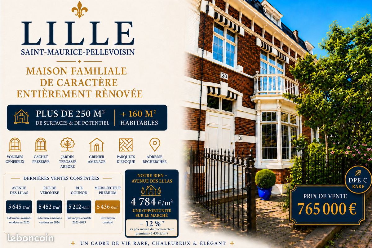 Maison 8 pièces 160 m² · à Lille · 160 m² · 765 000 €