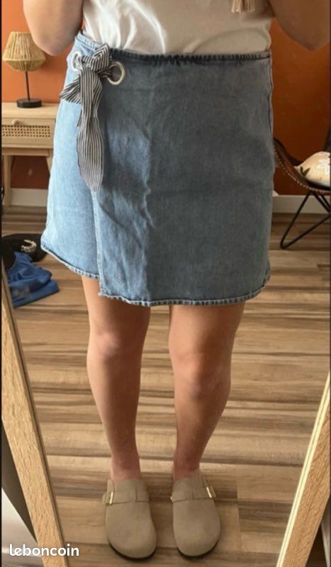 Jupe Asymétrique Courte Bleu Denim La Mode Est à Vous - Taille 36 - Occasion TB